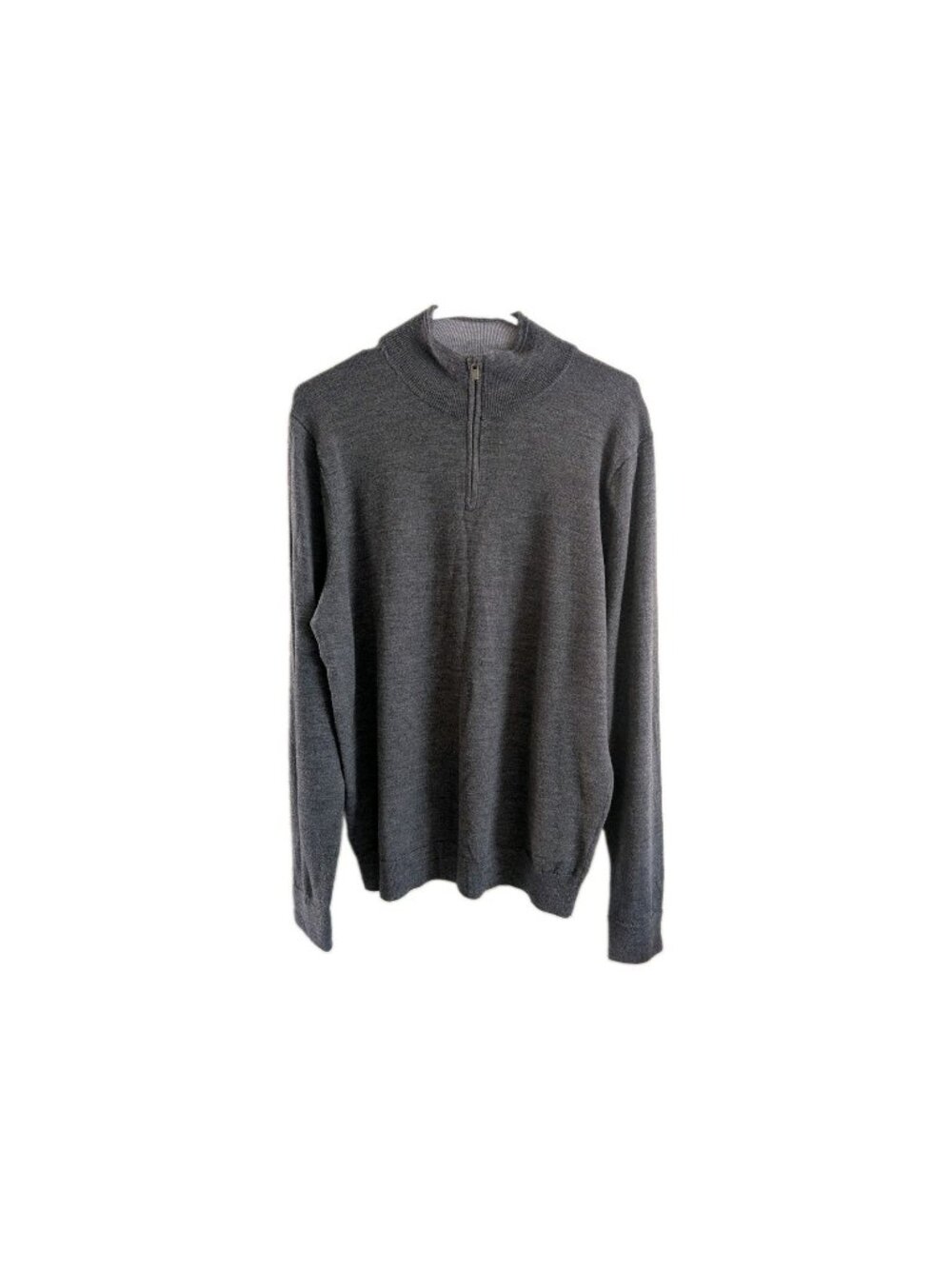 Nordstrom Merino Wool Quarter Zip Sweater Men's L Charcoal Gray Knit Layering